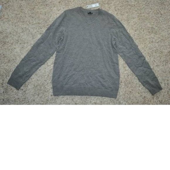 Mens Wool Blend Sweater Apt 9 Gray Small Merino V-Neck Long Sleeves - Picture 2 of 4